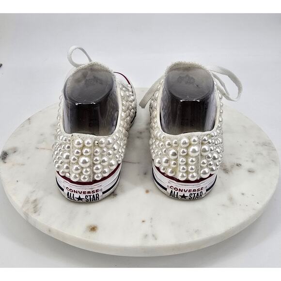 Custom Pearl Converse All Star Low Tops - - Picture 2 of 8